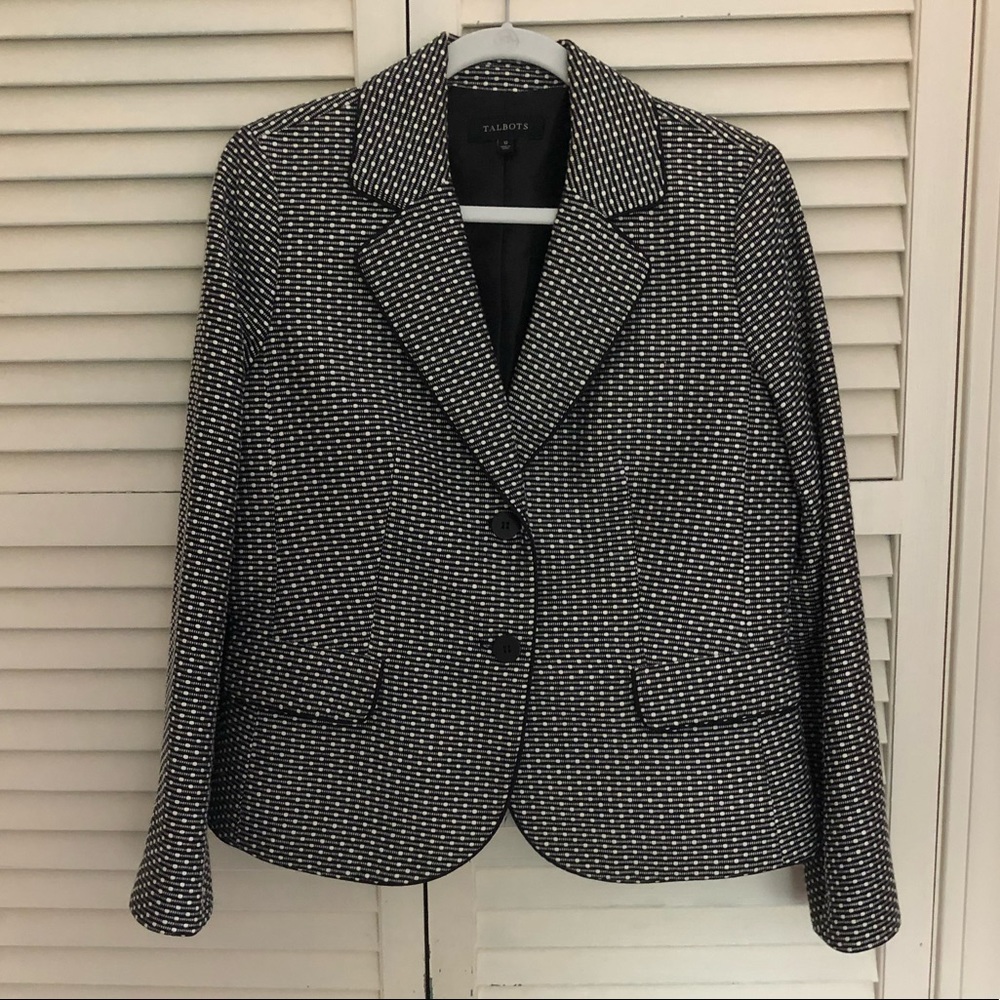Talbots blazer black and white